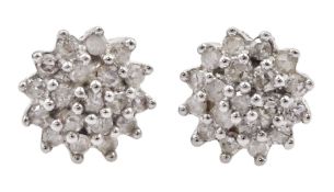 Pair of 9ct gold diamond cluster stud earrings