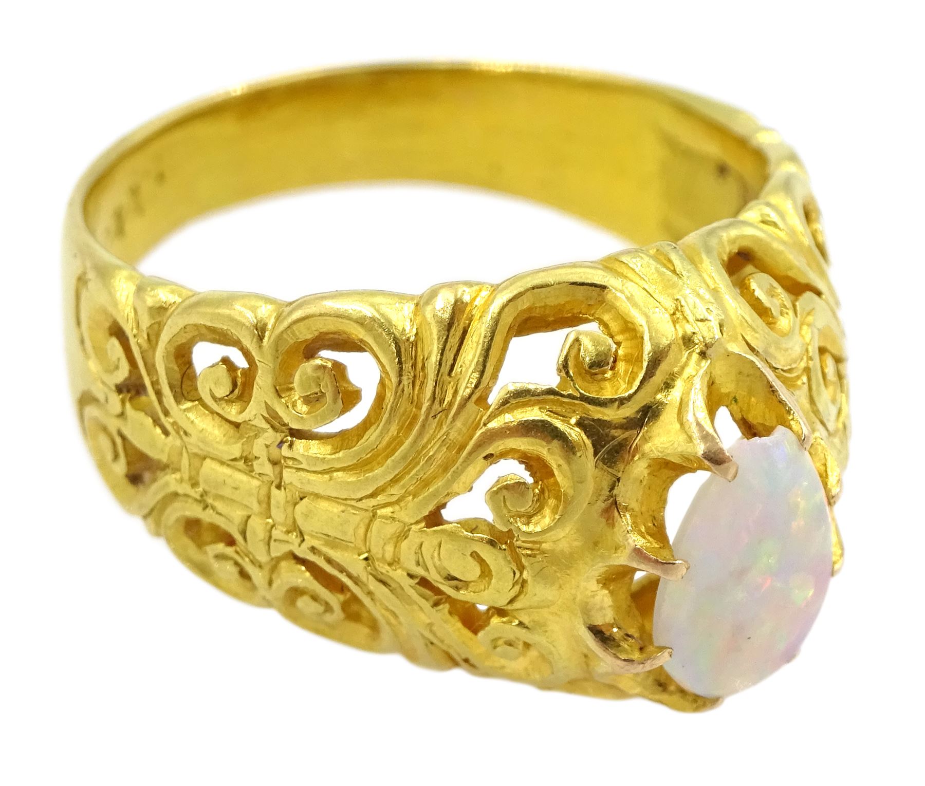 20ct gold single stone pear shaped opal ring - Image 4 of 5