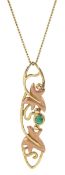 Clogau 9ct yellow and rose gold 'Lady of Caerphilly' cabochon emerald pendant necklace