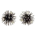 Pair of 18ct white gold round brilliant cut diamond starburst spike earrings