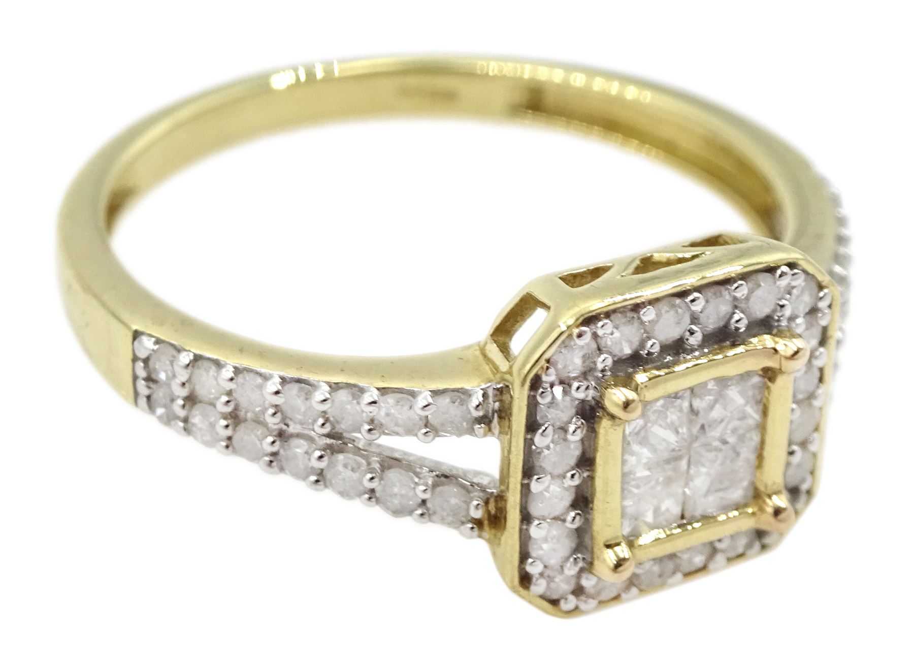 9ct gold vari-cut diamond square cluster ring - Image 3 of 4