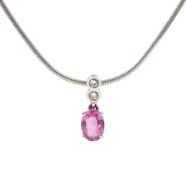 9ct white gold pink sapphire and diamond pendant necklace