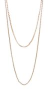 Victorian 10ct rose gold link chain necklace and one other 9ct rose gold belcher link necklace