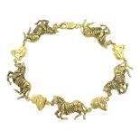 18ct gold zebra and hunting scene link bracelet