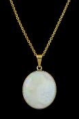 9ct gold single stone opal pendant