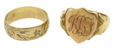 Gold shield signet ring