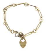 9ct gold rectangular and circular link bracelet