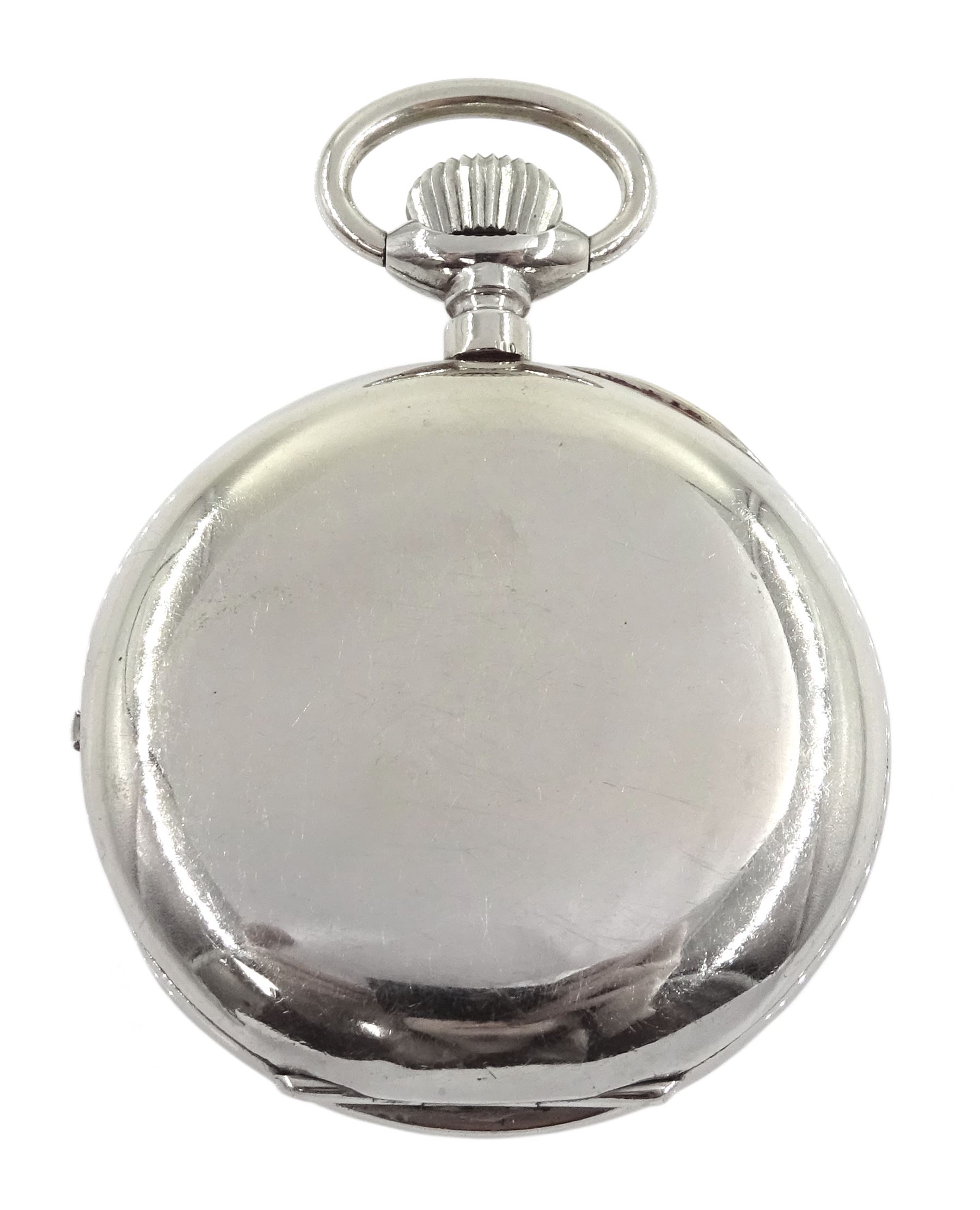 Early 20th century nickle open face keyless minute repeating pocket watch - Image 2 of 3