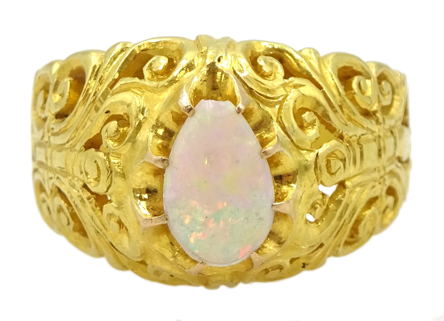 20ct gold single stone pear shaped opal ring - Image 3 of 5