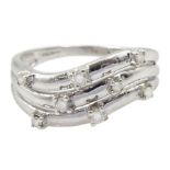 9ct white gold three row eight stone diamond ring