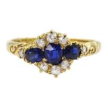 Victorian 18ct gold sapphire and diamond cluster ring