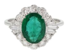 18ct white gold oval emerald