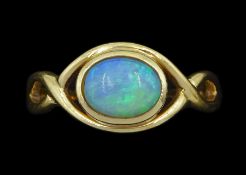 9ct gold single stone opal ring