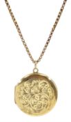 9ct gold round locket pendant necklace