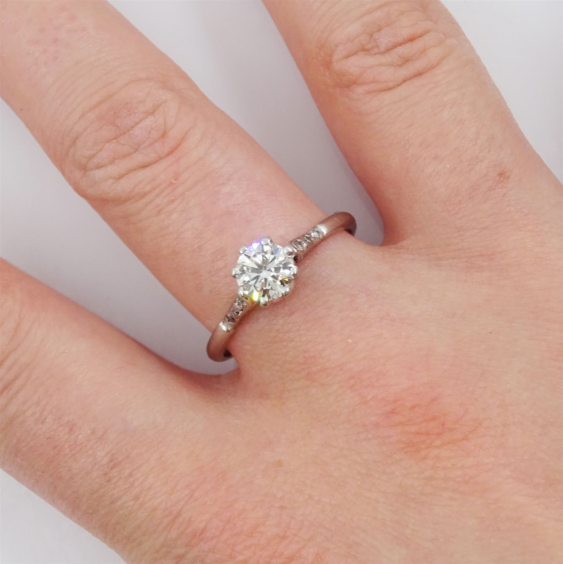 Platinum single stone round brilliant cut diamond ring - Image 2 of 4