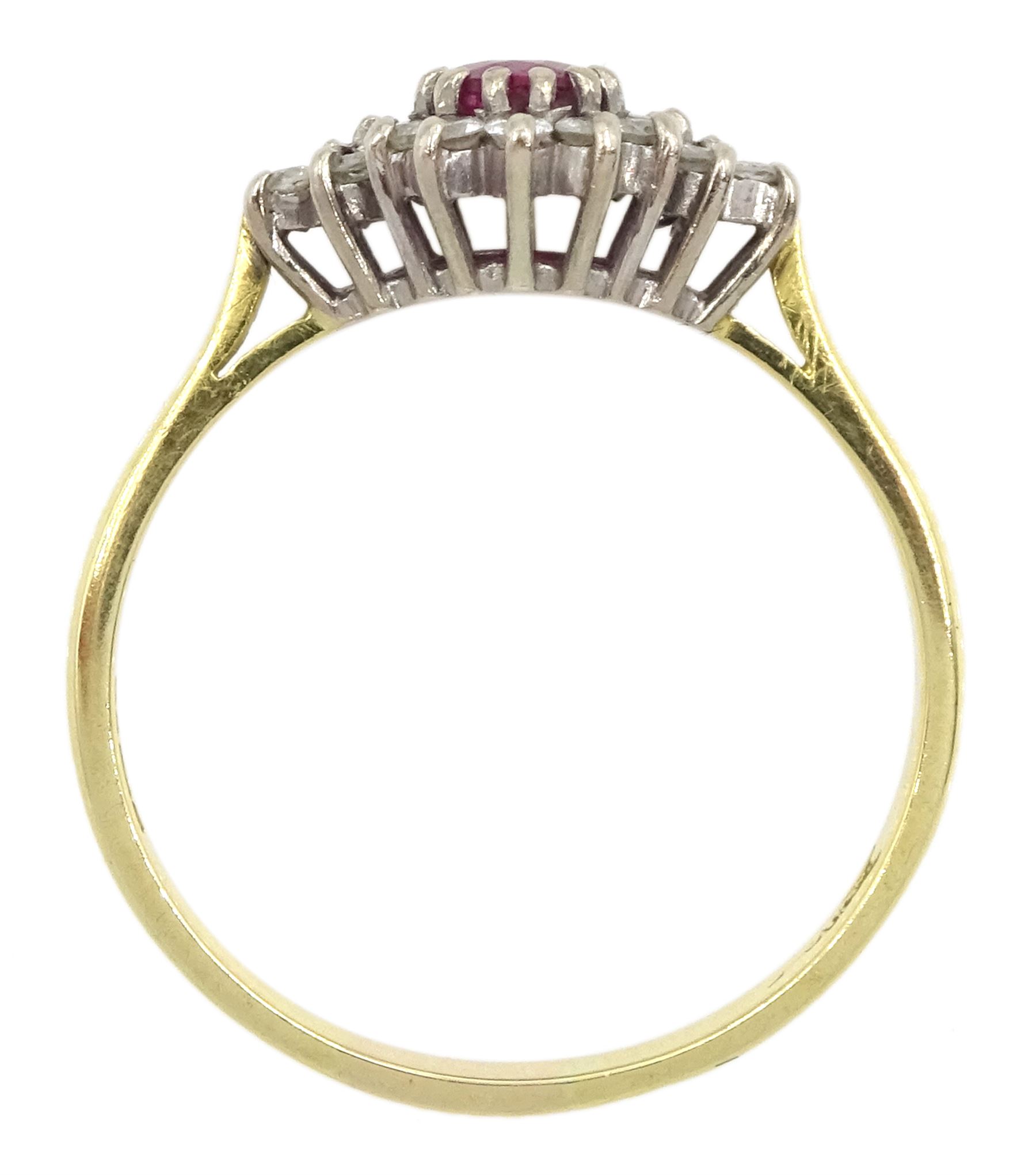 18ct gold oval ruby and round brilliant cut diamond cluster ring - Image 4 of 4