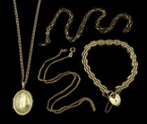 9ct gold jewellery including gate bracelet