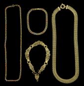 9ct gold jewellery including gate bracelet