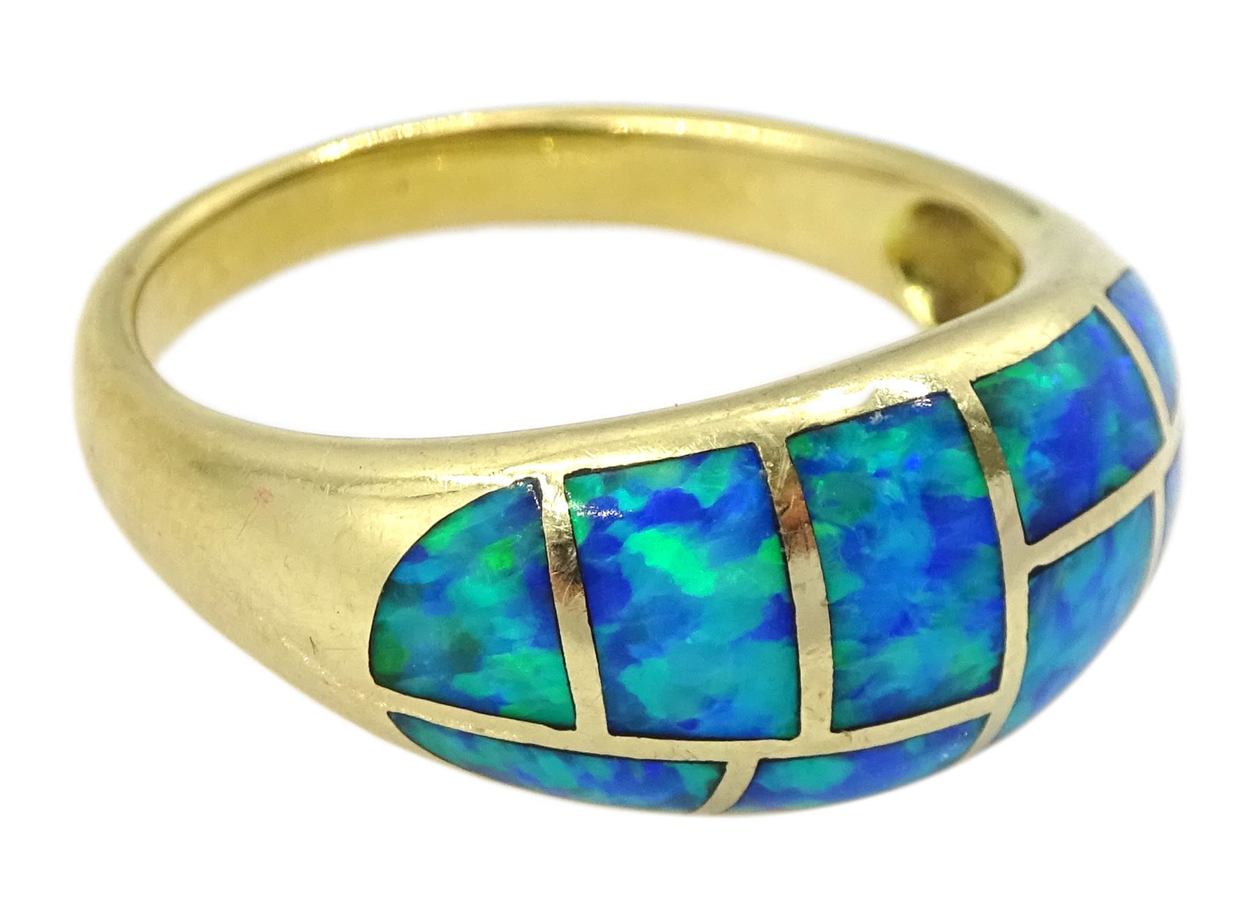 14ct gold synthetic opal dome ring - Image 3 of 4