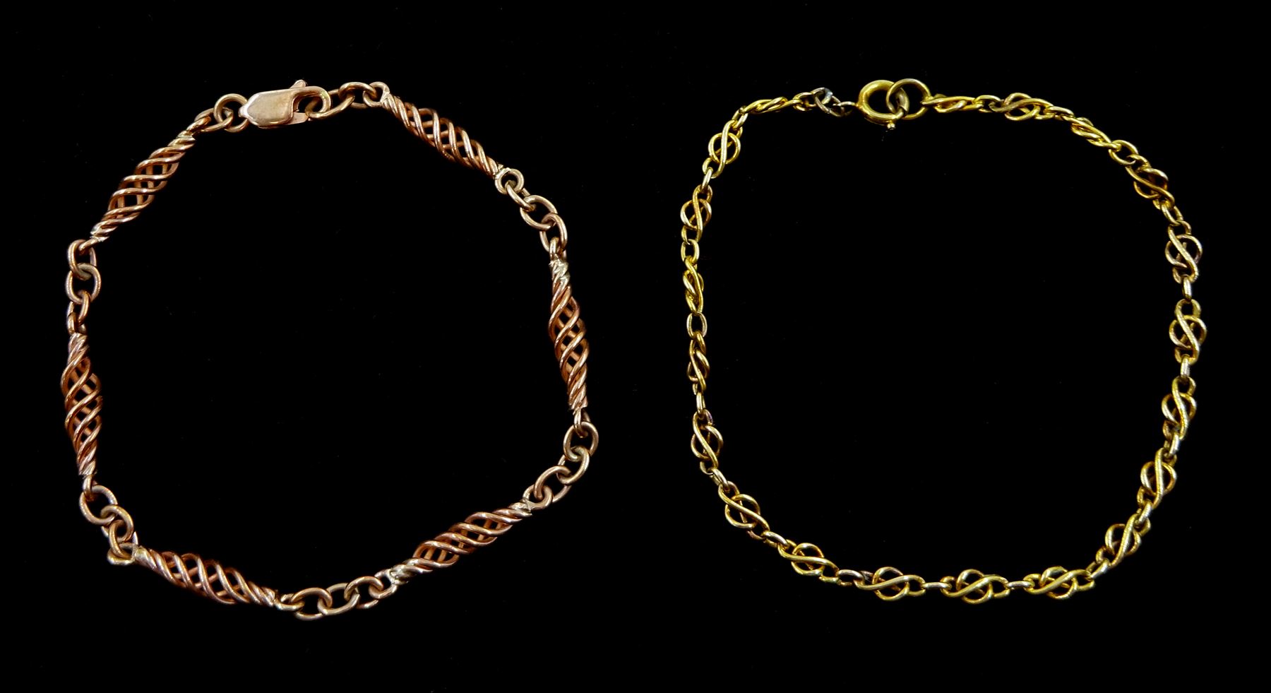 9ct rose gold twist link bracelet