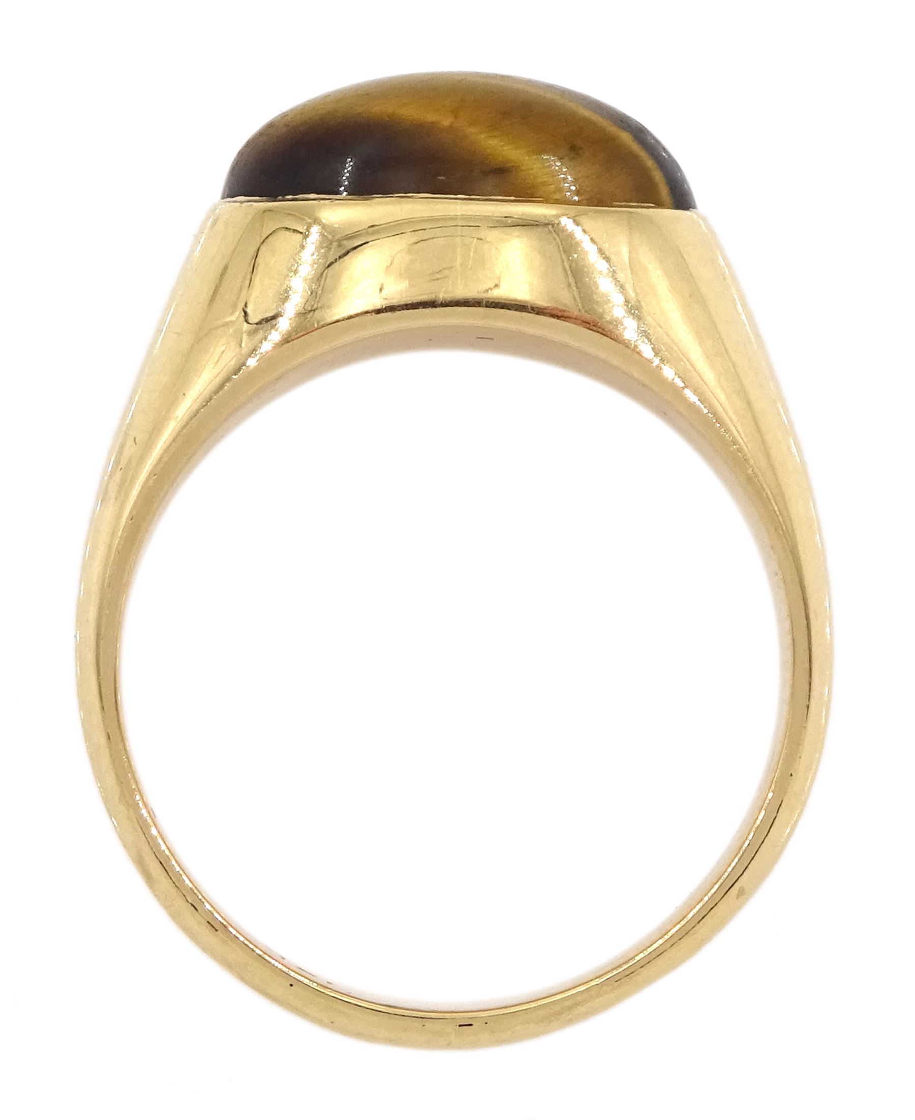 18ct gold single stone tiger's eye signet ring - Image 4 of 4