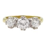 18ct gold three stone round brilliant cut diamond ring