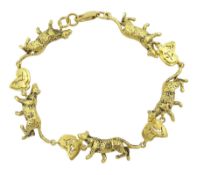 18ct gold leopard and hunting scene link bracelet