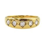 Victorian 18ct gold gypsy set five stone old cut diamond ring
