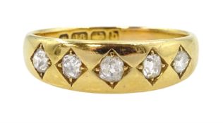 Victorian 18ct gold gypsy set five stone old cut diamond ring