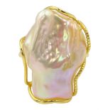 Silver-gilt Baroque pearl ring