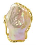 Silver-gilt Baroque pearl ring