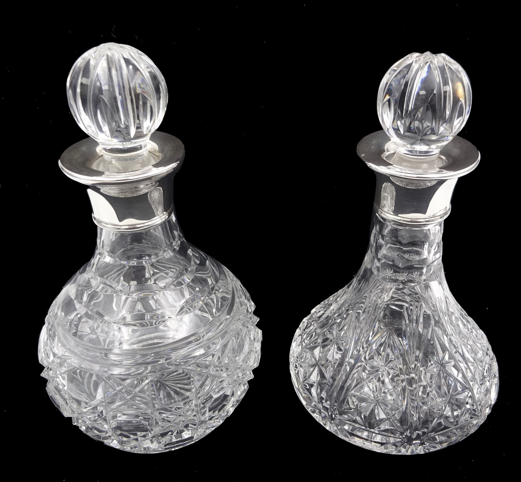 Two small modern silver mounted cut glass decanters - Image 2 of 4