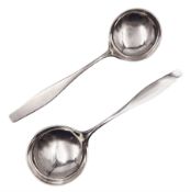 Pair of Danish silver Charlotte pattern soup spoons