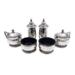 1930s silver six piece cruet set