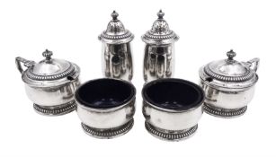 1930s silver six piece cruet set