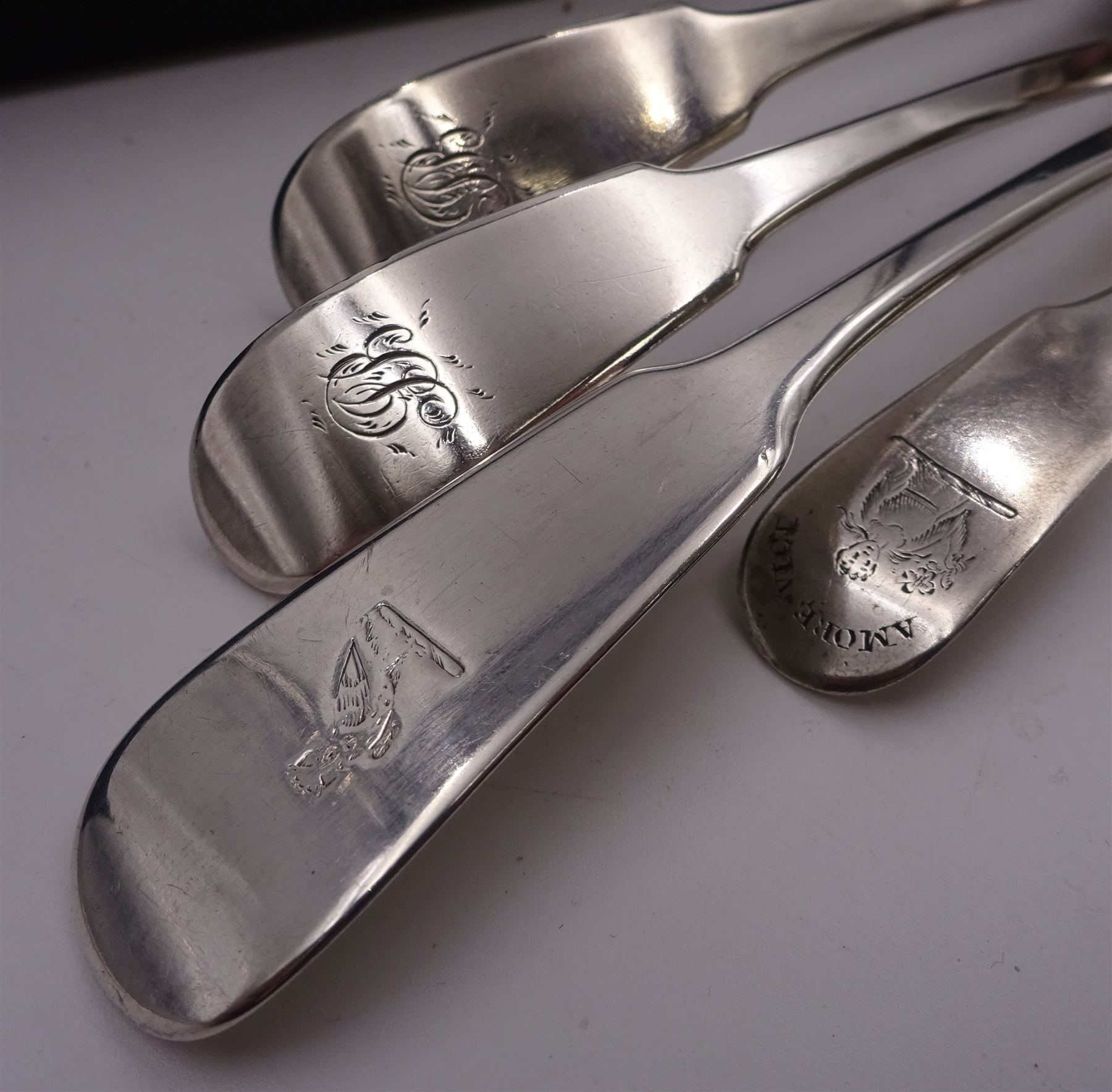 Four Scottish silver Fiddle pattern toddy ladles - Image 2 of 3