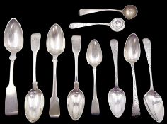 Collection of nine 19th century silver spoons