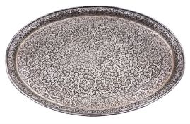 Early 20th century Middle Eastern silver tray