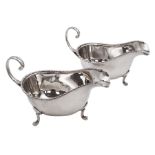 Pair of 1930s silver sauce boats