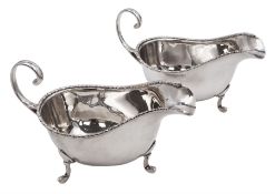 Pair of 1930s silver sauce boats