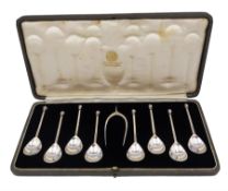 Set of eight 1930s silver coffee spoons