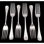 Set of six Edwardian silver Hanoverian pattern dessert forks