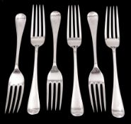 Set of six Edwardian silver Hanoverian pattern dessert forks