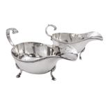 Pair of modern silver sauce boats