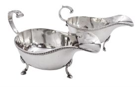 Pair of modern silver sauce boats