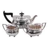 Early 20th century silver three piece tea service