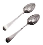 Pair of George III silver picture back spoons