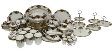 Extensive Royal Albert Old Country Roses pattern tea and dinner service