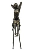 Art Deco style bronze modelled as a female figure seated upon a chair