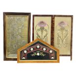 Silk work embroidered two panel glazed folding screen